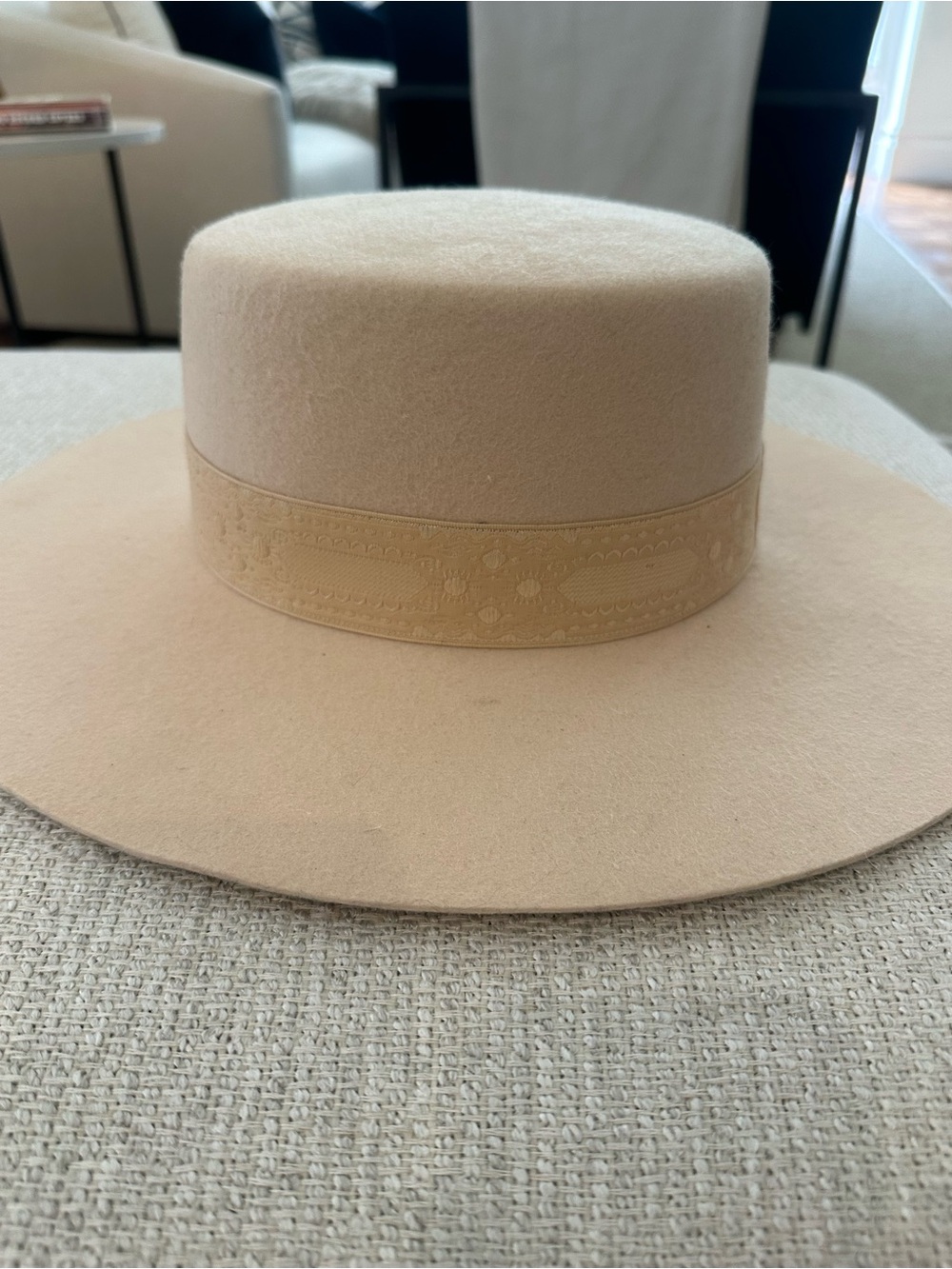 Lack Of Color Women's Cream Felt Fedora with Decorative Band